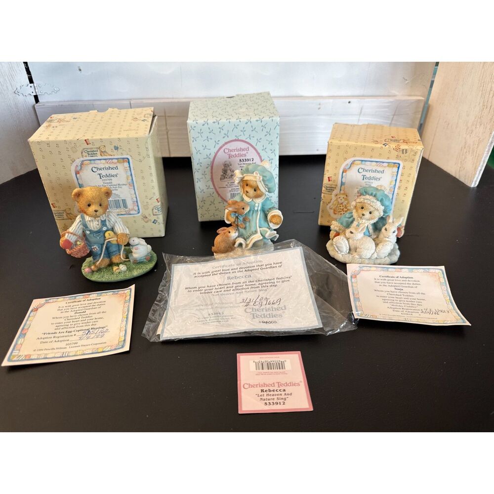 Lot of 3 Cherished Teddies #103799, #533912, and #622818 Figurines